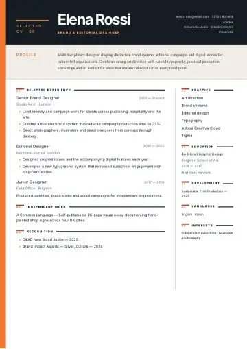 Architecture CV template preview