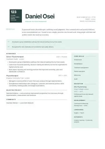 ATS Plain CV template preview