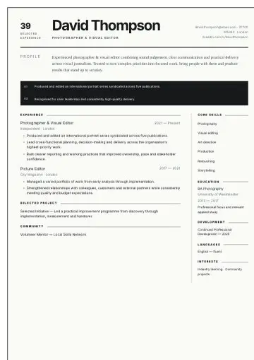Barely There CV template preview