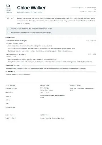 Classic Professional CV template preview