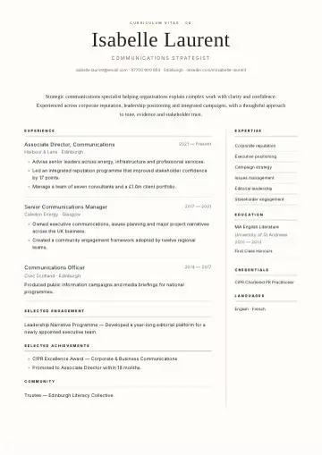 Contemporary Serif CV template preview