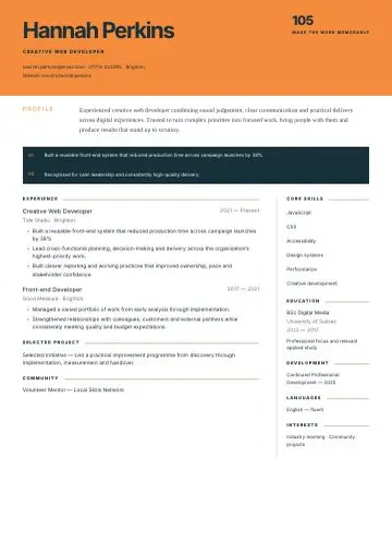 Coral Canvas CV template preview
