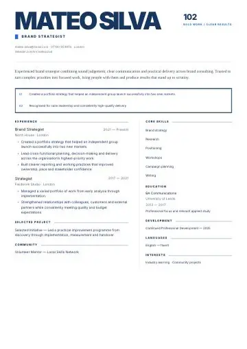 Coral Statement CV template preview