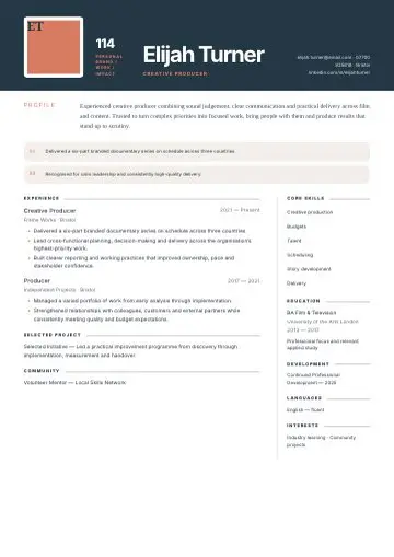 Corporate Sidebar CV template preview