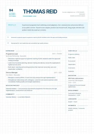 Creative Editorial CV template preview