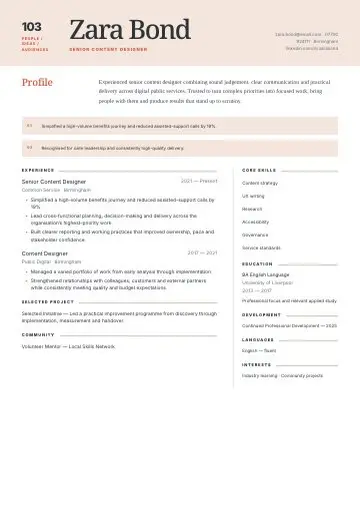 Culture & Media CV template preview
