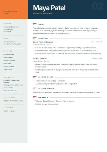 Digital Product CV template preview