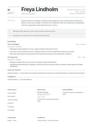 Gallery Minimal CV template preview