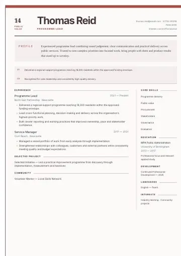 Healthcare Calm CV template preview