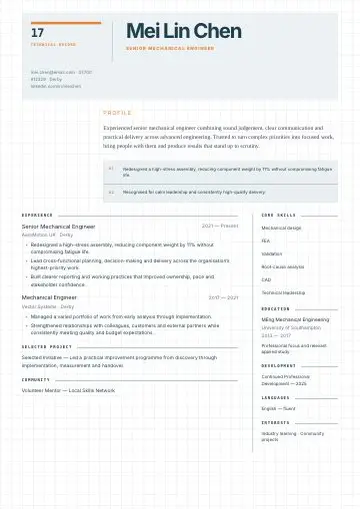 Hospitality Polish CV template preview