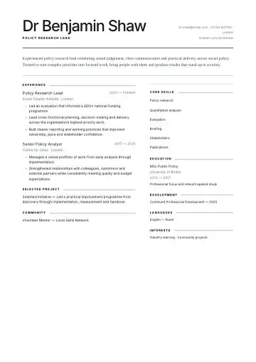 Ink Minimal CV template preview