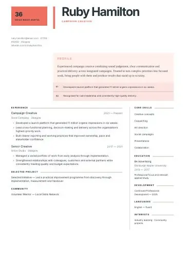 Lilac Paper CV template preview
