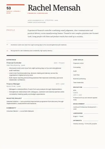 Masthead CV template preview