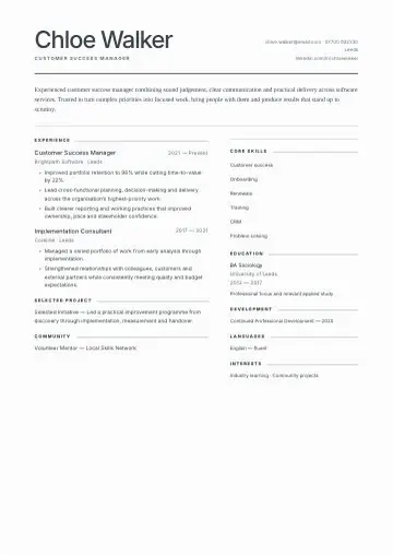 Modern Clean CV template preview