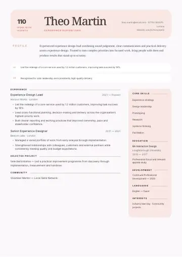 Photo Band CV template preview