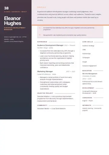 Portfolio Frame CV template preview