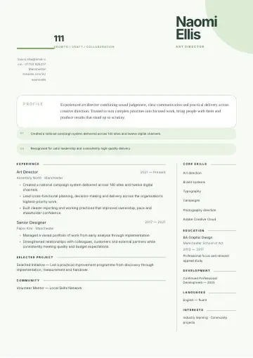 Portrait Ribbon CV template preview