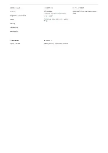 Pure One Column CV template preview