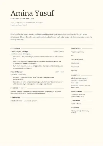Quiet Sage CV template preview