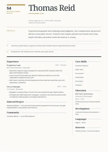 Red Type CV template preview