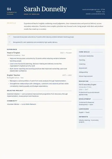 Sandstone Executive CV template preview