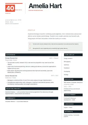 Signature Editorial CV template preview
