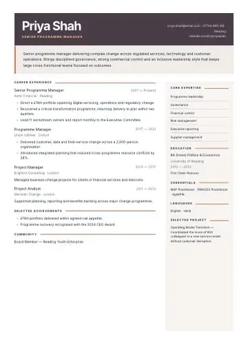 Skills Colourline CV template preview