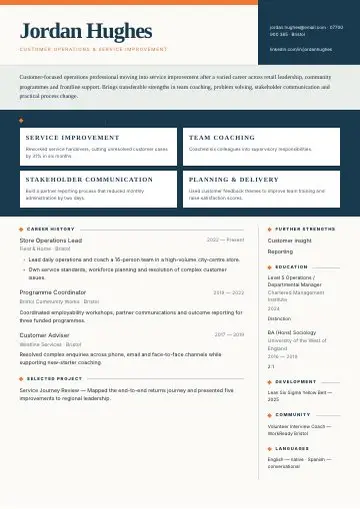 Skills Matrix CV template preview
