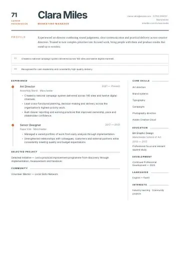 Slate Matrix CV template preview