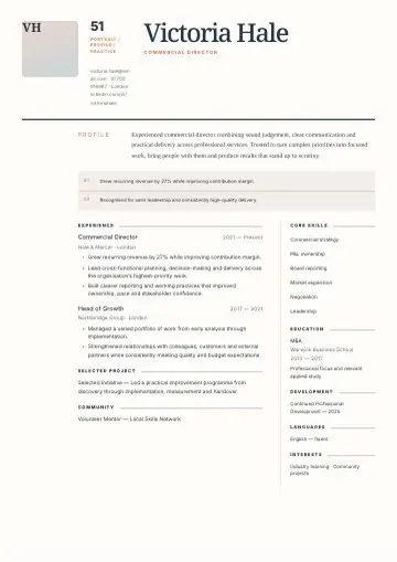 Studio Cobalt CV template preview