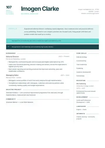 Sunset Gradient CV template preview