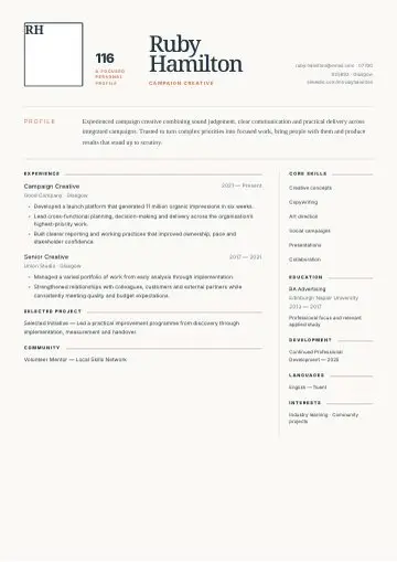 Teal Sidebar CV template preview