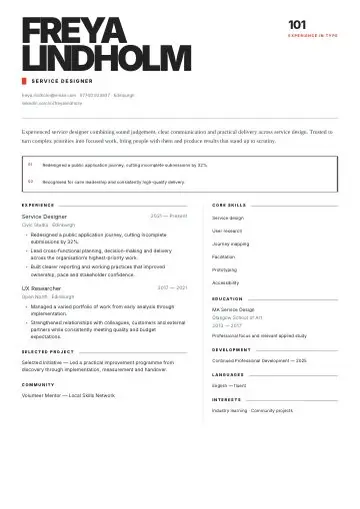 Terracotta Story CV template preview