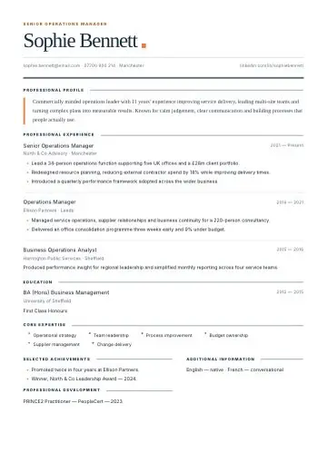 Trusted Traditional CV template preview