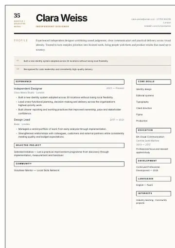 Type Impact CV template preview