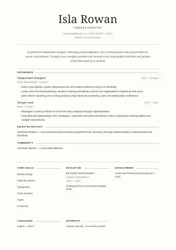 Warm Paper CV template preview