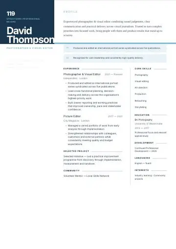Wine Sidebar CV template preview